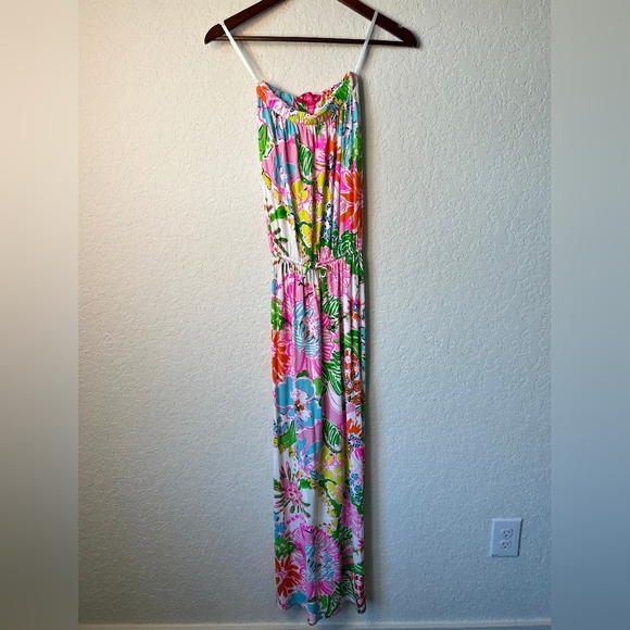 Lilly Pulitzer Pink Floral Nosey Posey Women’s Strapless Dress size XS - Picture 4 of 15